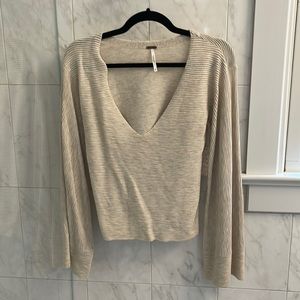 Free People Cropped Ripped Bell sleeve sweater - size xs
